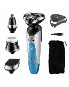 Mens Electric Shaver Razor Wet Dry 4D Rotary Shaver Rechargeable Kemei Cordless USB Port Shaver
