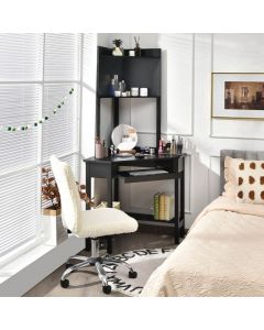 Corner Computer Desk with Hutch and Storage Shelves