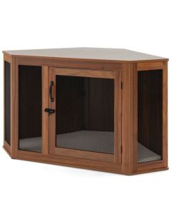 Corner Dog Crate Furniture with Cushion for Puppy