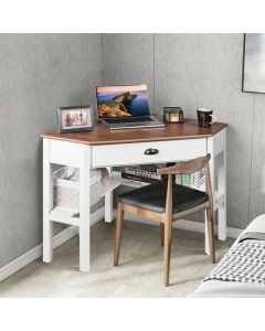 Corner Table / Computer Desk with Drawer and Shelves