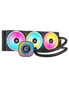 Corsair H150i iCUE LINK LCD 360mm RGB Liquid CPU Cooler, QX120 RGB Fans, Personalised LCD Screen, iCUE LINK Hub Included, Black