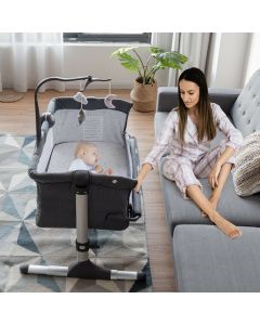Adjustable Height Side Sleeping Baby Cot-Grey