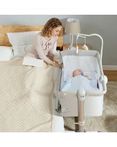 Bedside Baby Crib Adjustable Co-Sleeping Bassinet Cot w/Detachable Side Bar Grey