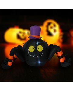 1.2m (4ft) Inflatable Black Spider Halloween Decoration Light Up