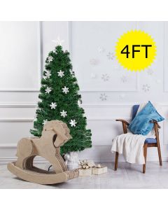 4ft Fibre Optic Christmas Tree with Snowflake Decoration