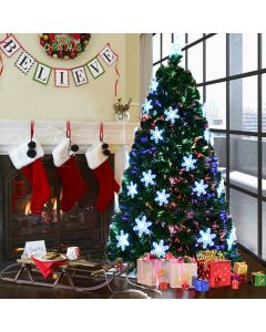 7ft / 2.1m Fibre Optic Christmas Tree with Snowflake and Star Decoration