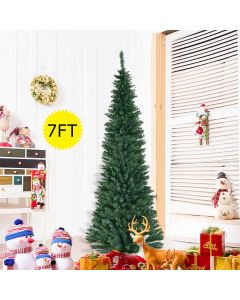 7ft Artificial Pencil Slim Christmas Tree with Metal Stand