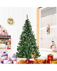 6ft Artificial Christmas Tree with Snow and Pine Cones