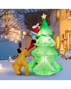 1.8m Inflatable LED Dog Chase Santa to Christmas Tree