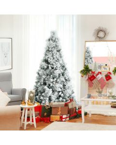 Snow Flocked Christmas Tree with 652 Branches and Berries