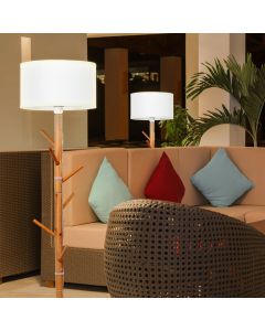 2 IN 1 Wooden E27 Floor Standing Lamp / Coat Rack
