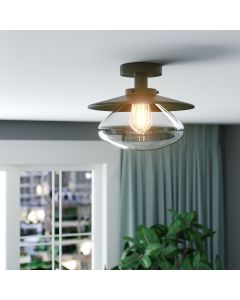 Vintage styled Ceiling Light with Glass Shade (E27 Bulb)