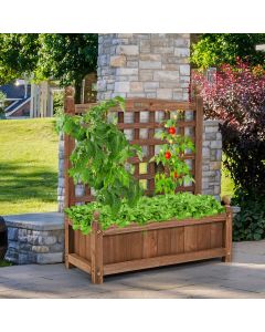 Wooden Lattice Planter Flowerpot Trellis Climbing Rectangular Plant Box
