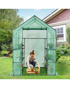 Outdoor Portable Walk-in Greenhouse Planter Tent Zippered Entry Door