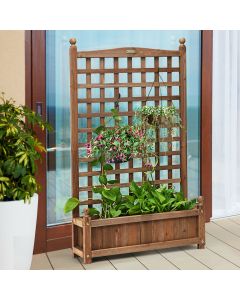 Wooden Lattice Planter Flowerpot Trellis Climbing Rectangular Plant Box Garden