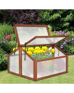 Wooden Greenhouse Garden Planter Box with Transparent Protection