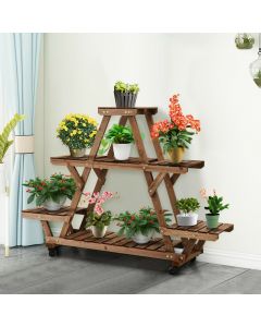 4 Layers Garden Rolling Trolley Plant Stand Rack Shelf