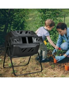 160L Rotating Garden Composting Barrel with Dual Compartments