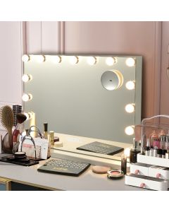 Hollywood Makeup Mirror with LED Lights and Bluetooth Speaker White