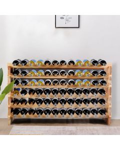 72 Bottles Stackable Wine Storage Rack Wood Wine Display Rack Shelves Holder Natural