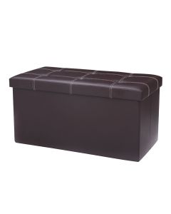 Large Folding Faux Leather Ottoman White