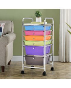 6 Drawers Storage Trolley Rolling Utility Cart