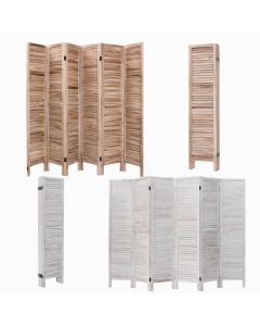 6 Panel Folding Wooden Slat Room Screen