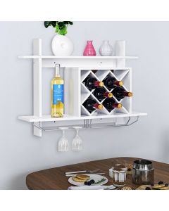 Wall Mounted Wine Rack for 6-Bottles with Storage Display