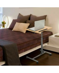 Height Adjustable Tilting Laptop Table on Wheels-Brown