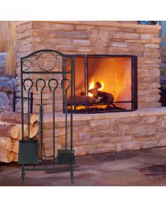 5 pcs Fire Companion Set Fireside Fireplace Modern Tools