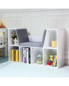 Multifunctional Wooden Bookcase with Seat