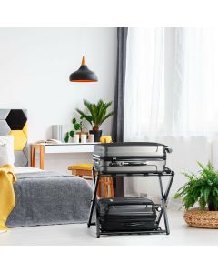 2 Tiers Folding Metal Deluxe Luggage Rack
