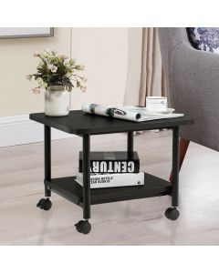2-Tier Wood Printer Stand Desk Beside Table Wheeled