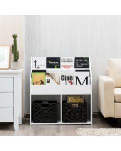 Children's Wooden Sling Bookshelf with 2 Storage Cubes White