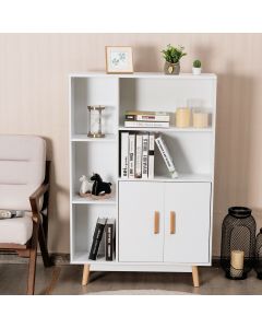 Wooden Display Cabinet with Cupboard White