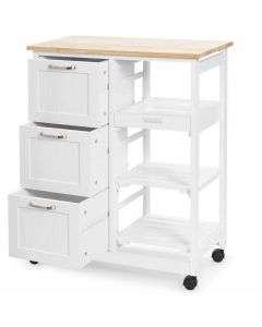 Rolling Kitchen Island Cart with Storage Drawer and Tray