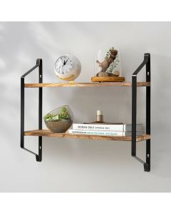 2-Tier Wall Mounted Display Floating Storage Shelves Metal Frame