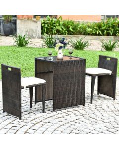 3PC Rattan Furniture Bistro Set Out/ Indoor