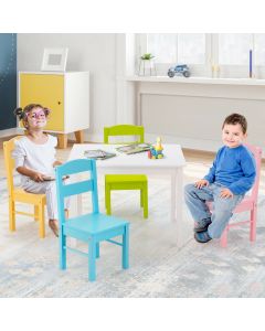 Children's Multicolour Wooden Table and 4 Chairs