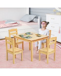 Set of Wooden Kids Table and 4 Chairs