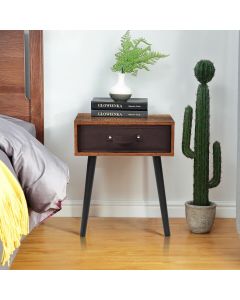 Modern Bedside Table Storage Cabinet Nightstand Rustic Brown