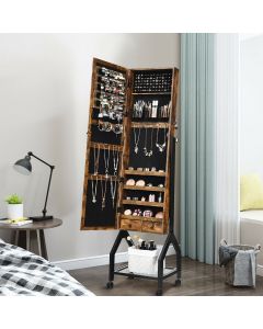 Freestanding Jewellery Organiser with Shelf & Wheels