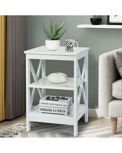 3-Tier Wooden Bedside Table Nightstand Storage Cabinets White/B/ack