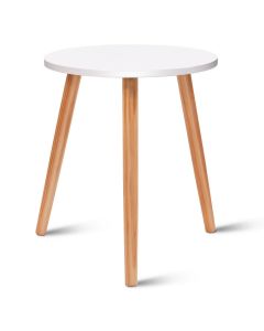Round Occasional/Side Table with Natural Wood Legs for Home and Office