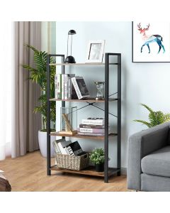 Industrial Bookshelf 4 Tier Ladder Shelf Plant Flower Stand Display Iron Brown