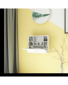 Wall Mounted Foldable Multi-functional desk Wooden Cabinet-White