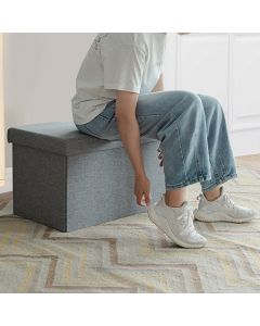 Folding Storage Ottoman with Lift Top Home Grey
