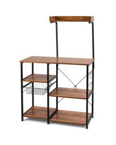 5-Tier Kitchen Baker’s Rack with Hutch and Pull-Out Basket