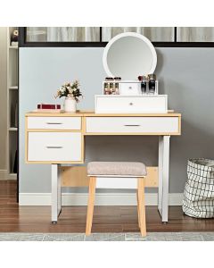 Wall Mounted Dressing Table with Round Mirror
