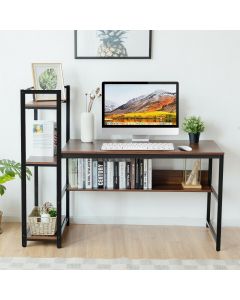 Computer Desk Home Office Workstation w/Shelves Walnut